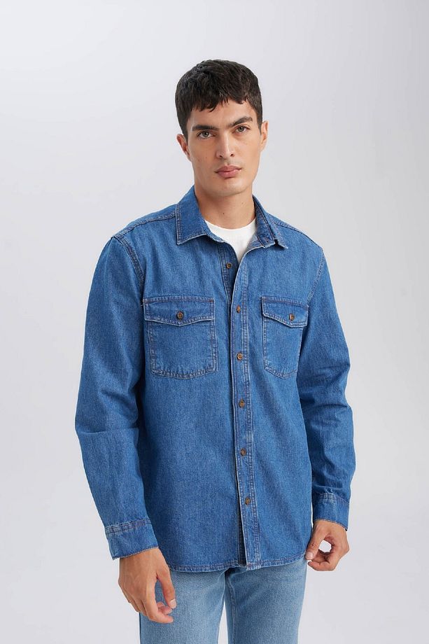 Regular Fit Uzun Kollu Jean Gömlek D5389ax24au - 3