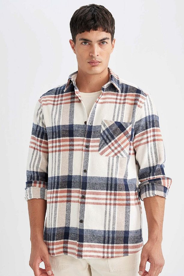Regular Fit Kareli Oduncu Flanel Uzun Kollu Gömlek D4180ax24wn - 1