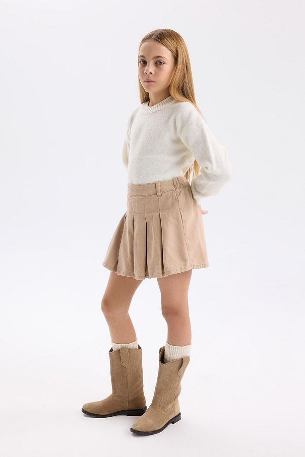 Kız Çocuk Pileli Gabardin Şort Etek D6042A824WN - 4