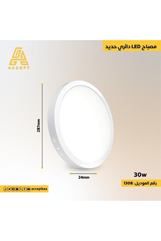 30cm 30W LED Spotlight Panel Light 6500k White