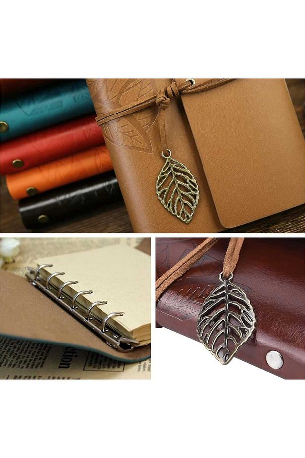 Retro Vintage Klasik Deri Kapak Notebook Seyahat Günlüğü Doldurulabilir Eskiz Not Defteri, 165x220mm - 5