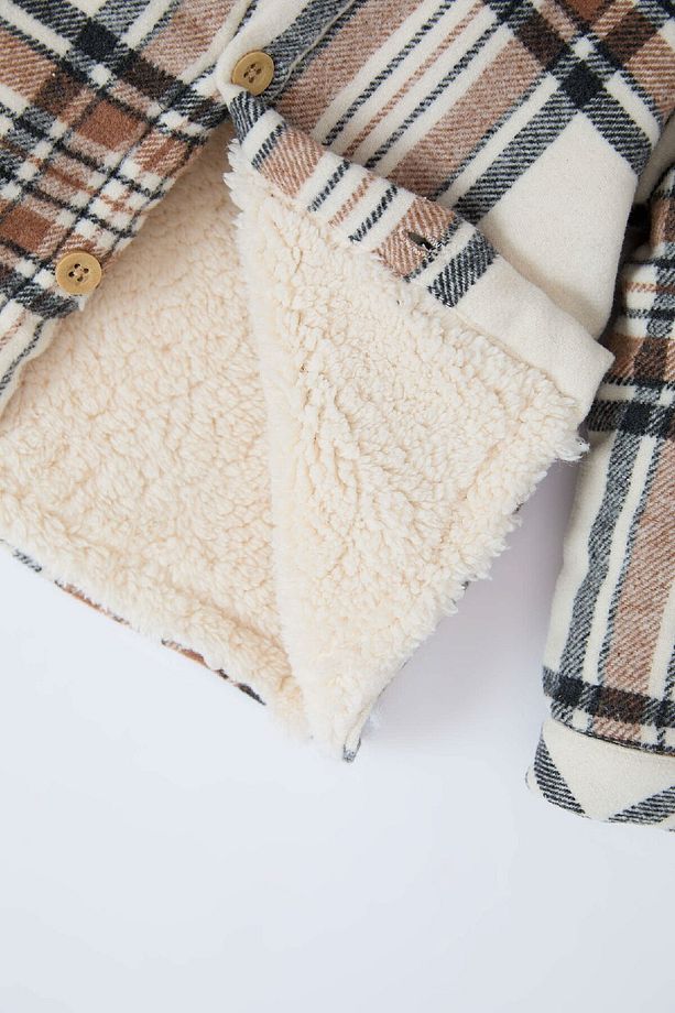 Erkek Bebek Kapüşonlu Kareli Flanel Uzun Kollu Gömlek D5271A524WN - 3