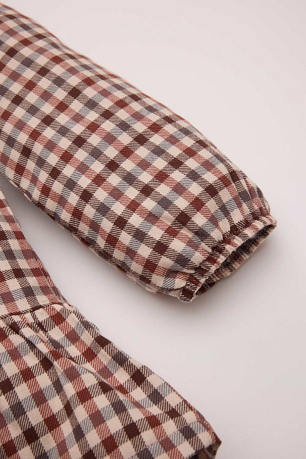 Kız Bebek Kareli Uzun Kollu Flanel Elbise D5594A524WN - 4