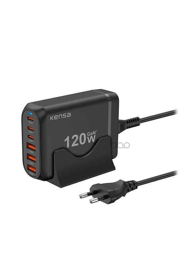 120W Gan3 Turbo Hızlı Şarj Cihazı Type-C QC PD 3xUsb-C 3xUsb-A (Gerçek 120 Watt) - 1
