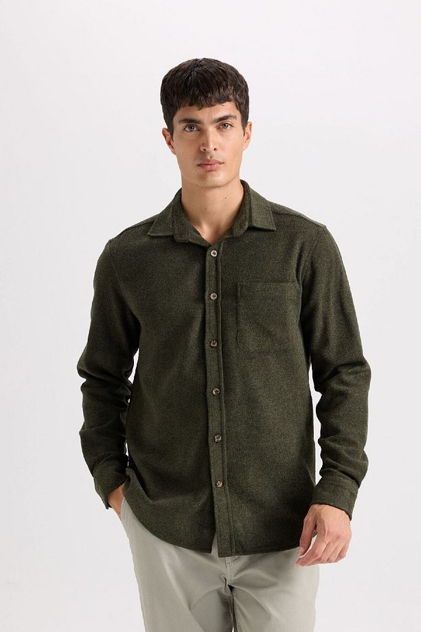 Regular Fit Oduncu Cep Detaylı Basic Düz Uzun Kollu Gömlek A5515ax24au - 3