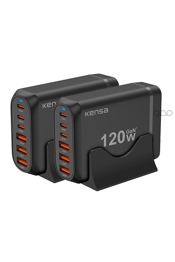 120W Gan3 Turbo Hızlı Şarj Cihazı Type-C QC PD 3xUsb-C 3xUsb-A (Gerçek 120 Watt) - 2