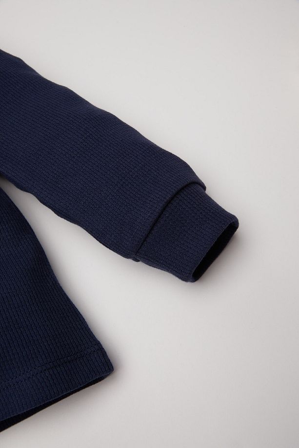 Erkek Bebek Pijama Takımı Uzun Kollu Waffle Üst Beli Lastikli Uzun Alt D6810a5ns - 4