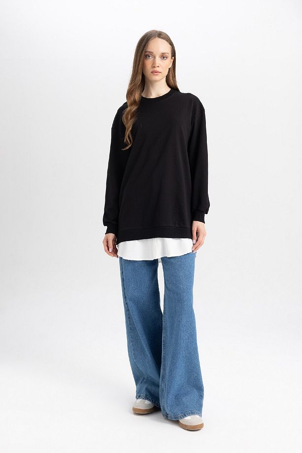 Regular Fit Bisiklet Yaka Basic Düz Sweatshirt Tunik A9529ax24au - 2