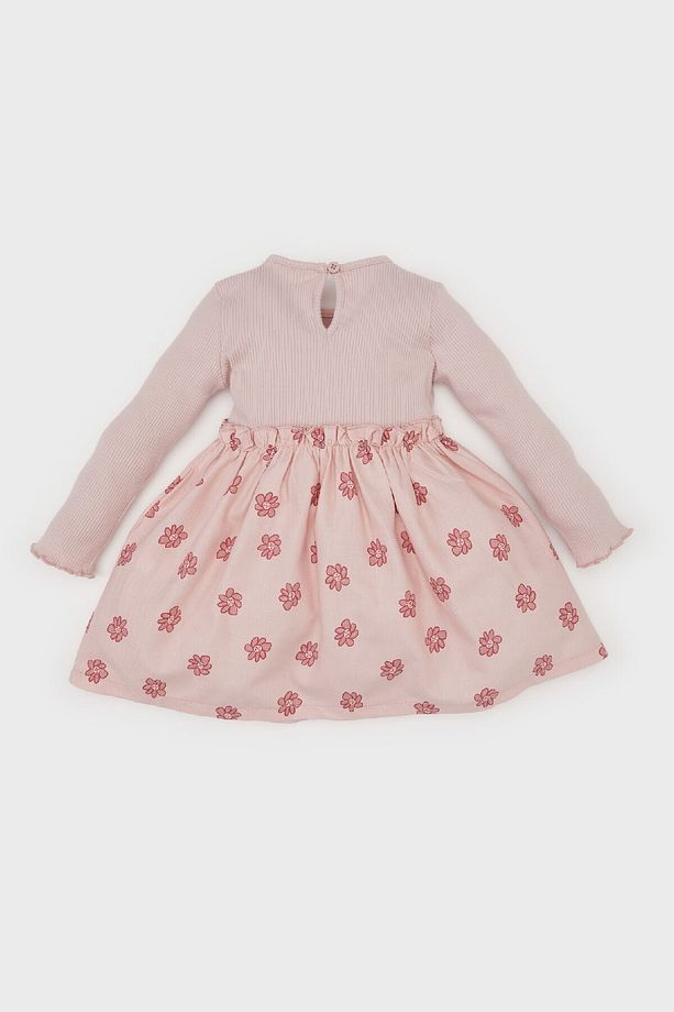 Kız Bebek Çiçekli Uzun Kollu Fitilli Kaşkorse Elbise D5628A524WN - 4