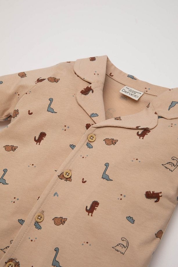 Erkek Bebek Pijama Takımı Dinazor Desenli Uzun Kollu Penye Üst Beli Lastikli Uzun Alt D6811a5ns - 3