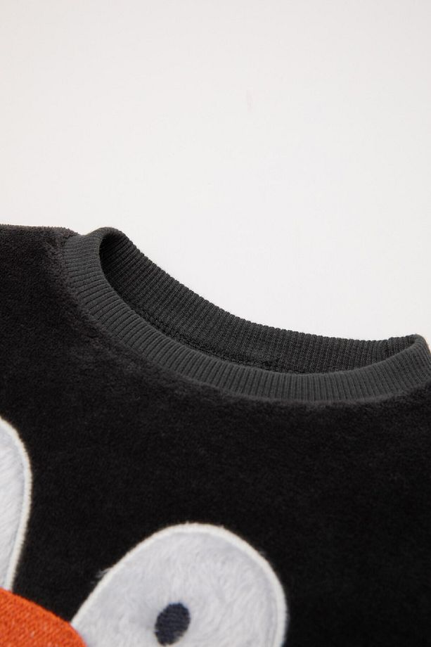 Erkek Bebek Pijama Takım Penguen Desenli Velur Uzun Kollu Üst Beli Lastikli Uzun Alt D5358a524wn - 3