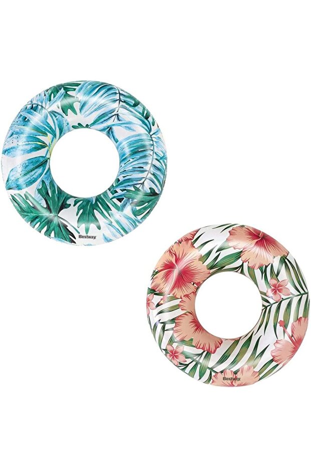 Tropical Palm Patterned Swim Ring 1.19m Assorted - 1 Piece