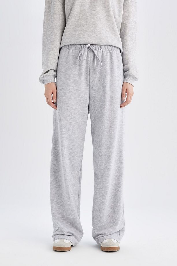Straight Fit Beli Lastikli Eşofman Altı Uzun Boy Bağcıklı Cepli Basic Düz D6667ax24wn - 4
