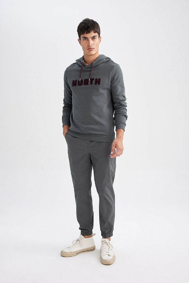 %100 Pamuk Yazlık Jogger Pantolon Basic Düz Beli Bağcıklı Cepli Lastikli Paça D7782ax24au - 1