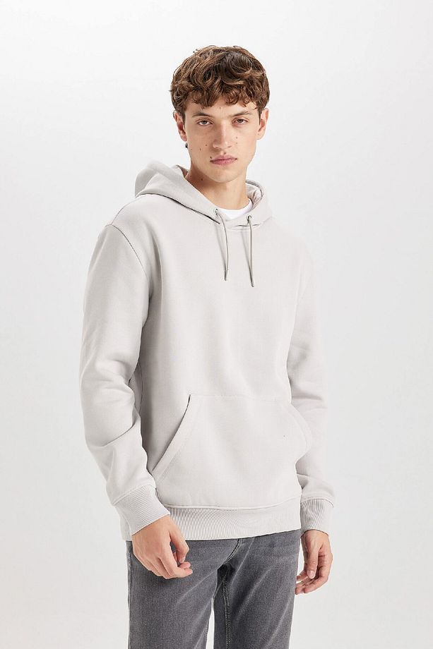 Regular Fit Kapüşonlu Kanguru Cepli Içi Yumuşak Tüylü Basic Düz Sweatshirt X8283az25sp - 5