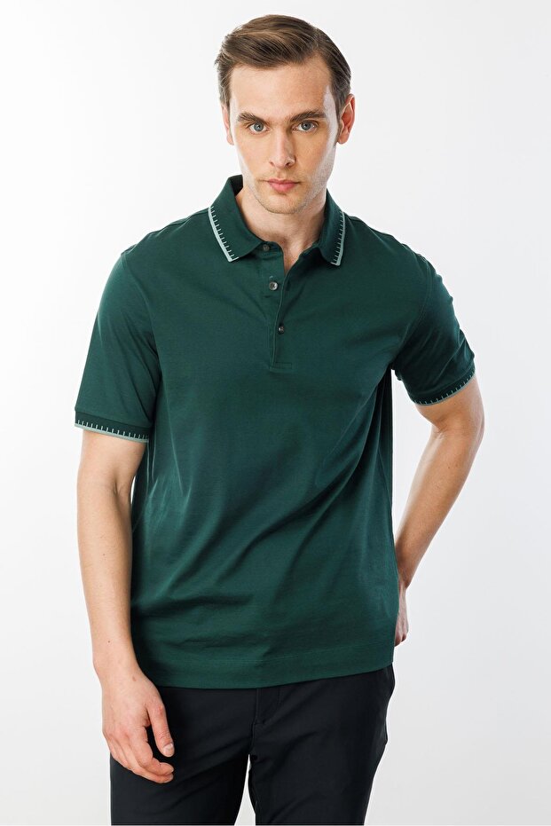 Men's Polo Neck Mercerized T-Shirt N.Green