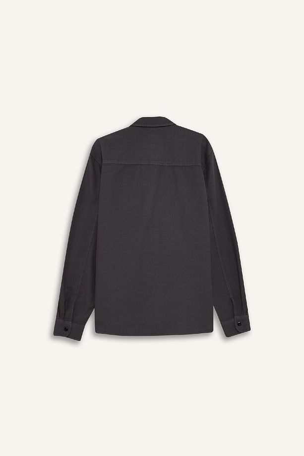 %100 Pamuk Regular Fit Polo Yaka Basic Düz Uzun Kollu Gömlek B2654ax25sp - 8