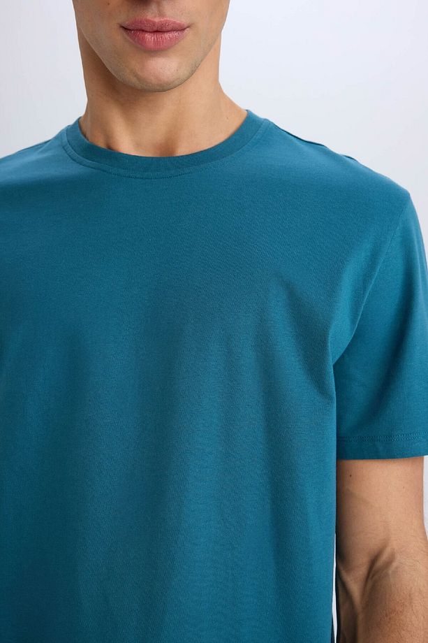 %100 Pamuk New Regular Fit Bisiklet Yaka Basic Düz Kısa Kollu Tişört V7699az25sp - 5