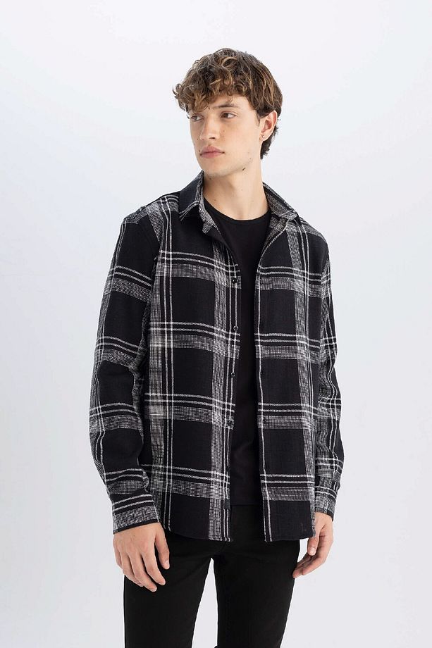 %100 Pamuk Regular Fit Kareli Oduncu Flanel Uzun Kollu Gömlek D6727ax24au - 4