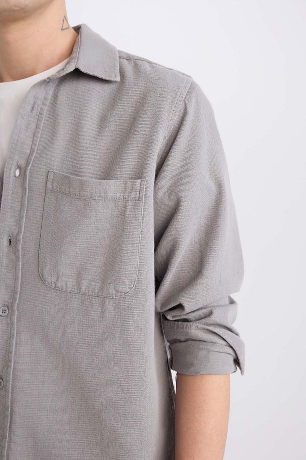 %100 Pamuk Regular Fit Basic Düz Uzun Kollu Gömlek D7406ax24au - 3