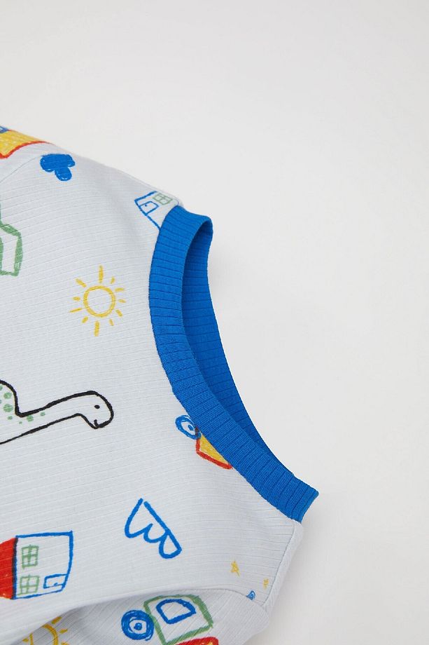 Erkek Bebek Dinazor Baskılı Uzun Kollu Fitilli Kaşkorse 2'li Pijama Takımı D8319a5ns - 3