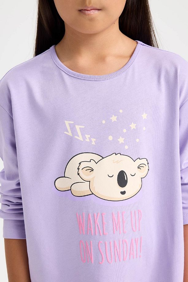 Kız Çocuk Pijama Takımı Baskılı Uzun Kollu Üst Uzun Alt D8196a8ns - 4