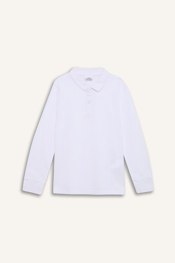 Erkek Çocuk Pike Basic Düz Uzun Kollu Polo Tişört L0288A625SP - 7