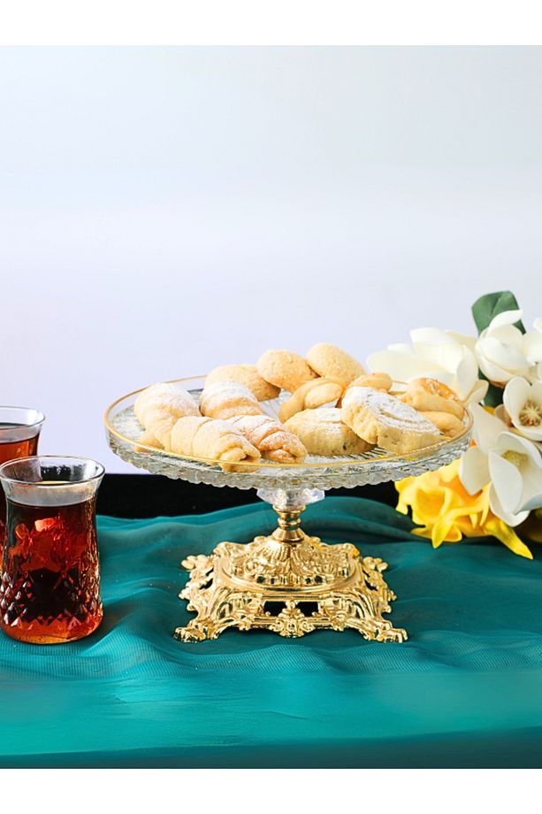 Döküm Ayaklı Yuvarlak Sunum Tabağı Sunumluk - 1