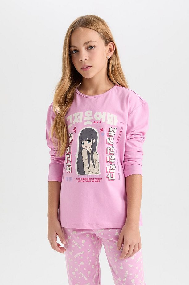 Kız Çocuk Pijama Takımı Baskılı Uzun Kollu Üst Uzun Alt D8191a8ns - 3