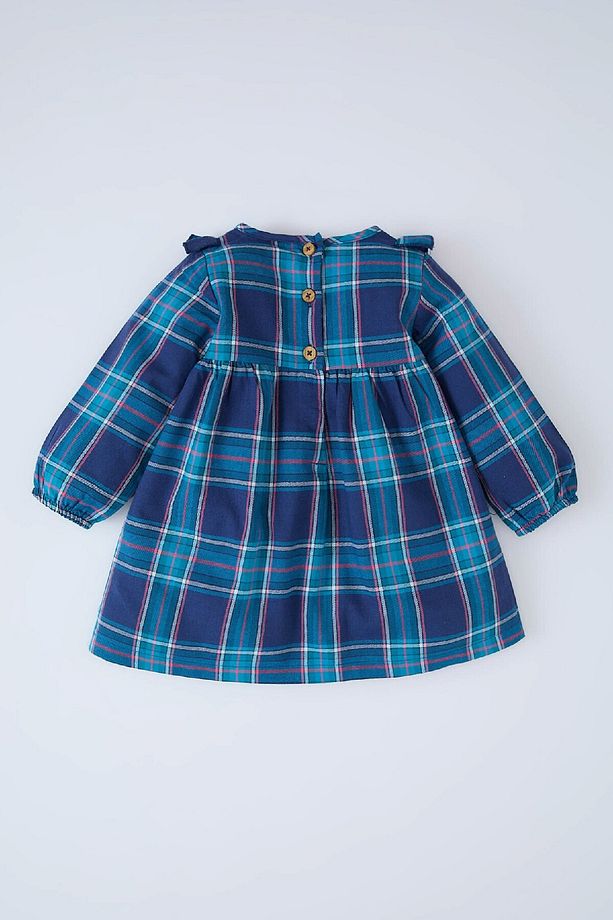Kız Bebek Kareli Uzun Kollu Flanel Elbise D7427A524WN - 4