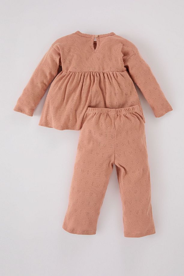 Kız Bebek Pijama Takımı Uzun Kollu Ribana Üst Uzun Alt D7168A524WN - 4
