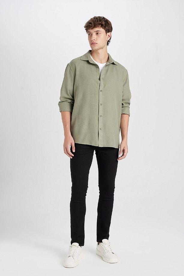 %100 Pamuk Regular Fit Basic Düz Uzun Kollu Gömlek D7397ax24au - 2