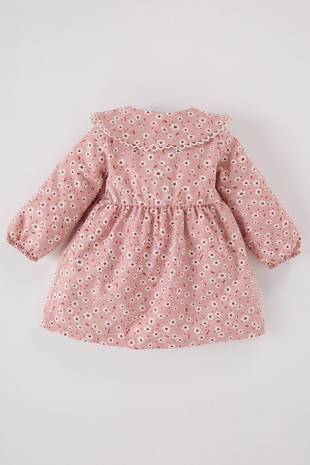 Kız Bebek Çiçekli Uzun Kollu Twill Elbise D7425a524wn - 4