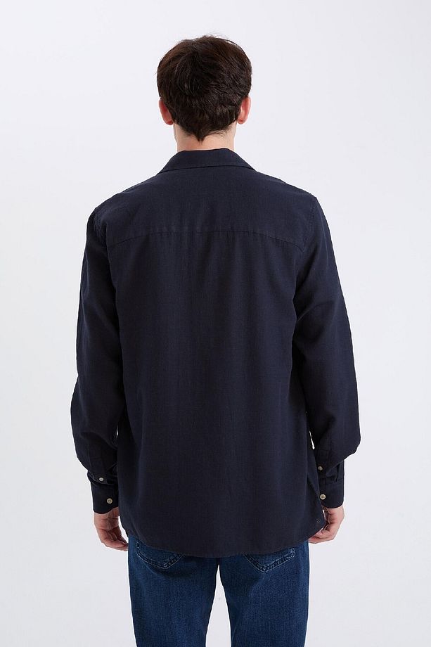 %100 Pamuk Regular Fit Basic Düz Uzun Kollu Gömlek D7079ax25sp - 5