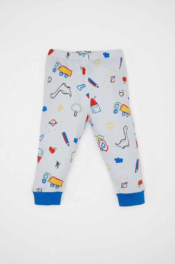 Erkek Bebek Dinazor Baskılı Uzun Kollu Fitilli Kaşkorse 2'li Pijama Takımı D8319a5ns - 2