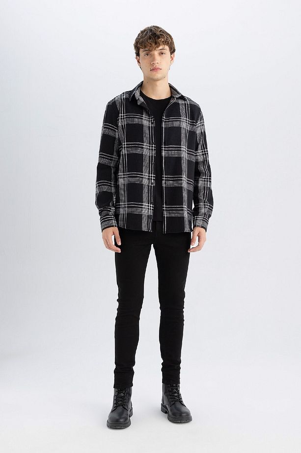 %100 Pamuk Regular Fit Kareli Oduncu Flanel Uzun Kollu Gömlek D6727ax24au - 2