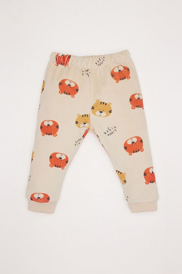 Erkek Bebek Pijama Takımı Bisiklet Yaka Desenli Kadife Uzun Kollu Üst Uzun Alt D7146A524WN - 2