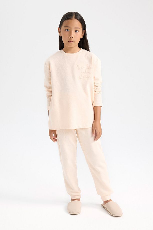 Kız Çocuk Pijama Takımı Uzun Kollu Üst Beli Lastikli Alt D6655a824wn - 2