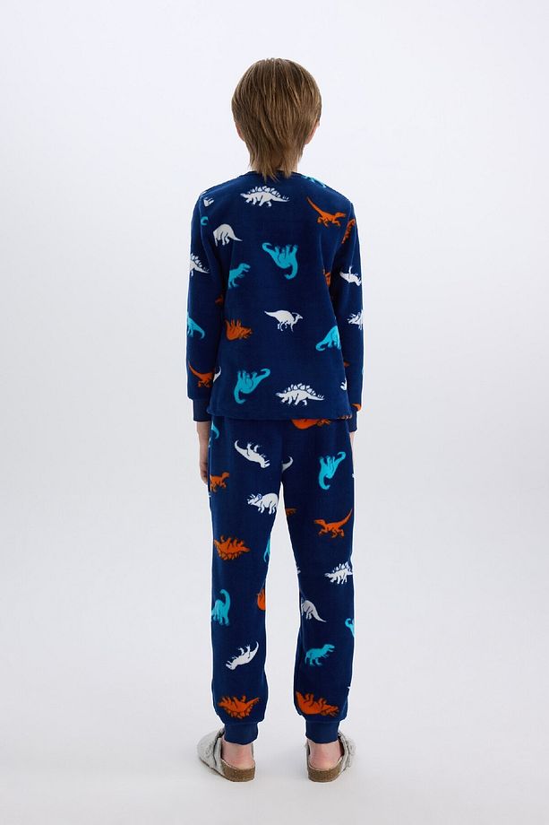 Erkek Çocuk Polar Pijama Takımı Dinazor Desenli Uzun Kollu Üst Uzun Alt D8784a8ns - 5