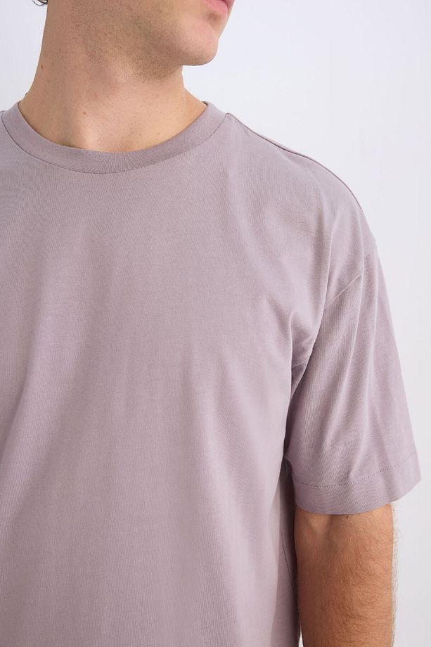 %100 Pamuk Boxy Fit Bisiklet Yaka Basic Düz Kısa Kollu Tişört D6070ax25sp - 5
