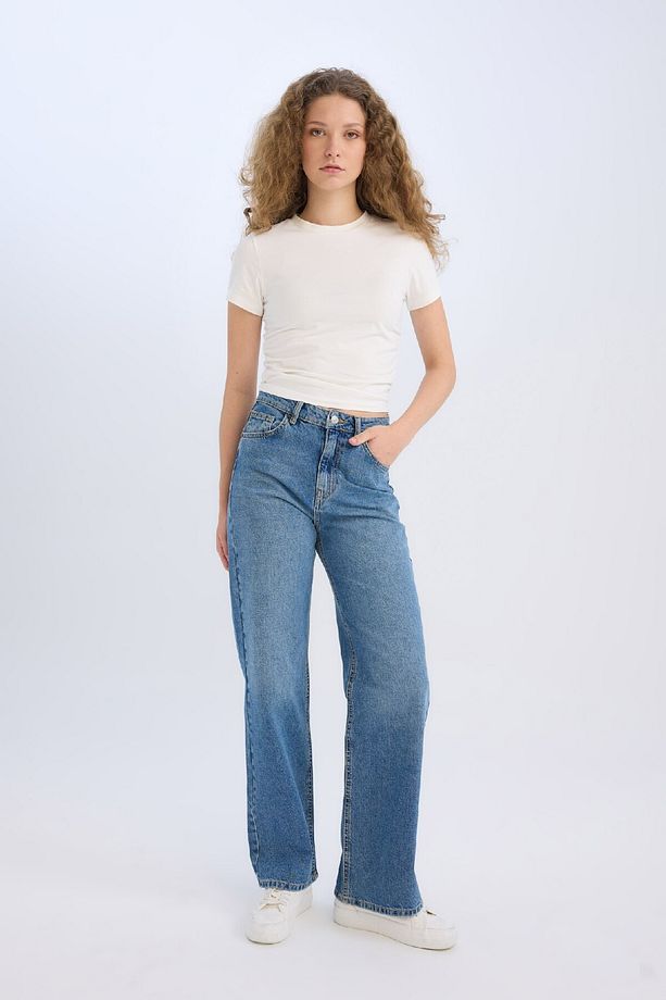 90's Wide Leg Yüksek Bel Geniş Paça Uzun Jean Kar Yıkamalı Pantolon D7952ax25sp - 2
