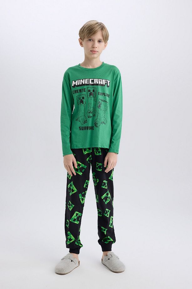 Erkek Çocuk Minecraft Pijama Takımı Bisiklet Yaka Uzun Kollu Üst Beli Lastikli Uzun Alt D7817a825sp - 2