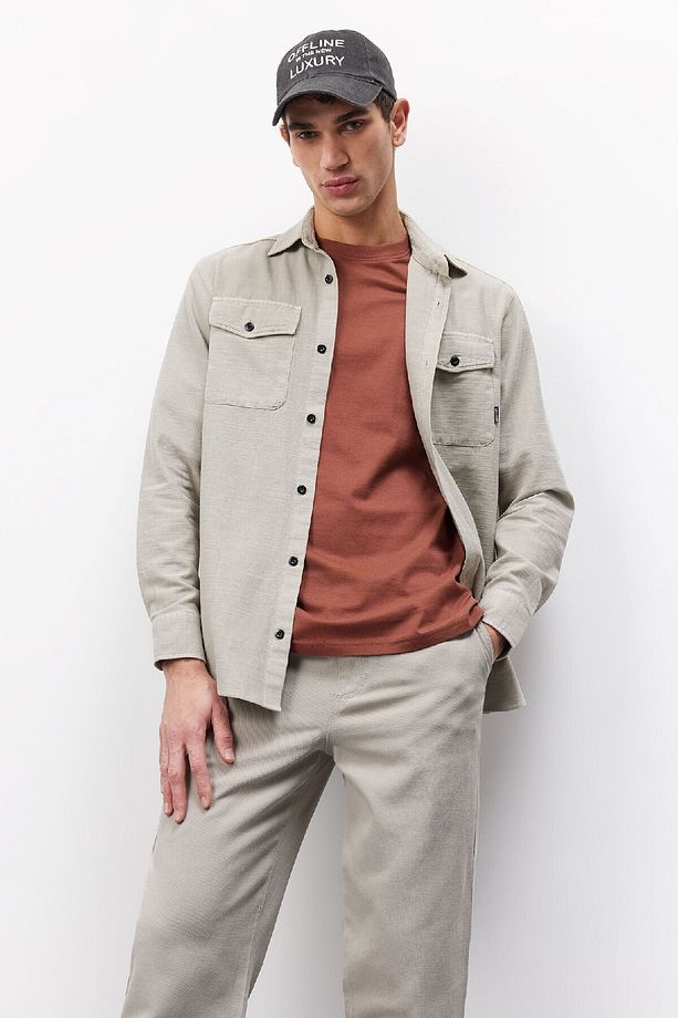 %100 Pamuk Regular Fit Polo Yaka Basic Düz Uzun Kollu Gömlek B2654ax25sp - 3