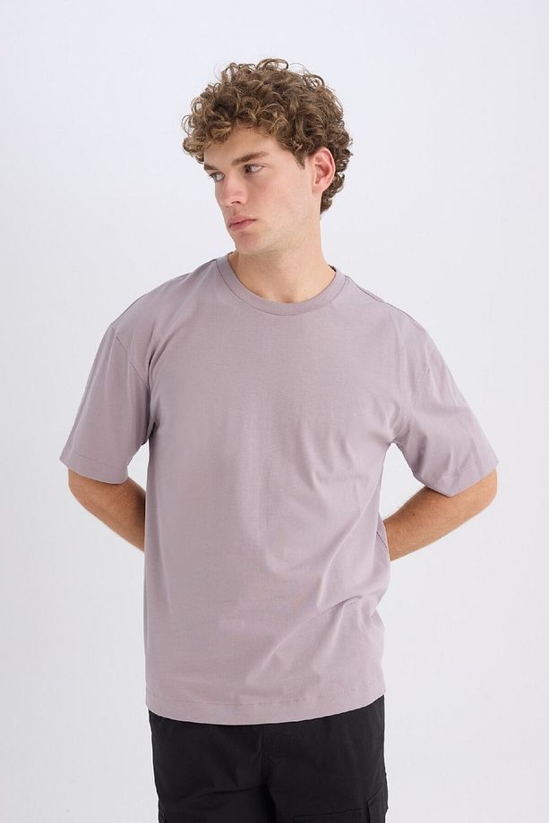 %100 Pamuk Boxy Fit Bisiklet Yaka Basic Düz Kısa Kollu Tişört D6070ax25sp - 3