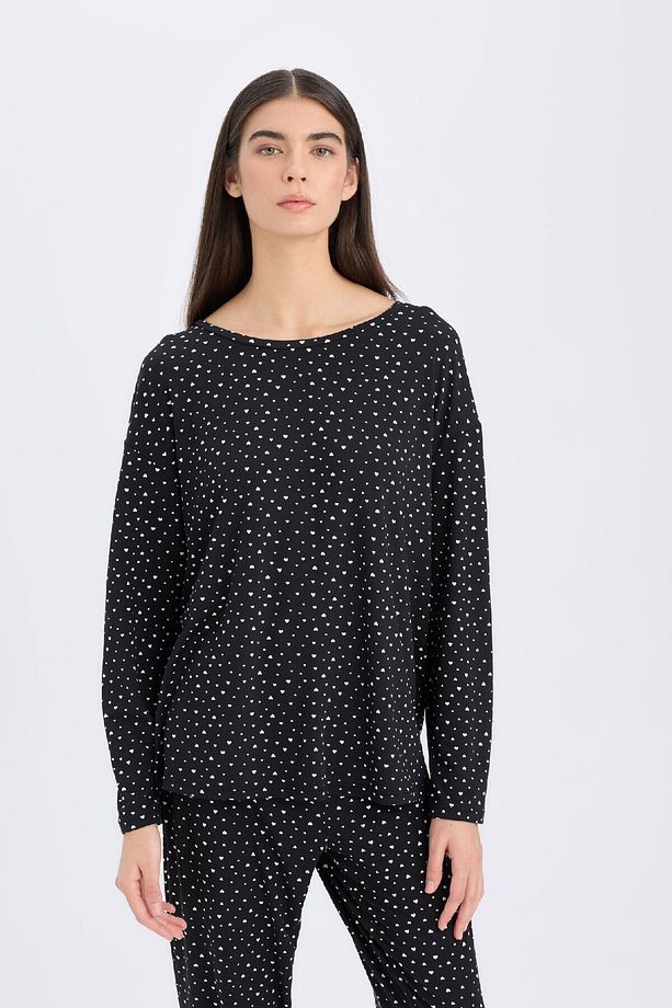 Pijama Takımı Softshell Uzun Kollu Üst Beli Lastikli Uzun Alt-fall In Love D9183ax24wn - 3