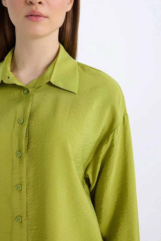 Relax Fit Basic Düz Uzun Kollu Gömlek Tunik D7346AX25SP - 5