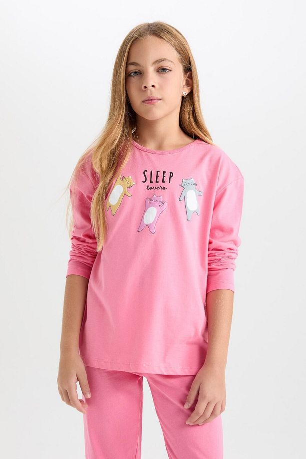 Kız Çocuk Pijama Takımı Baskılı Uzun Kollu Üst Uzun Alt D8586a8ns - 2