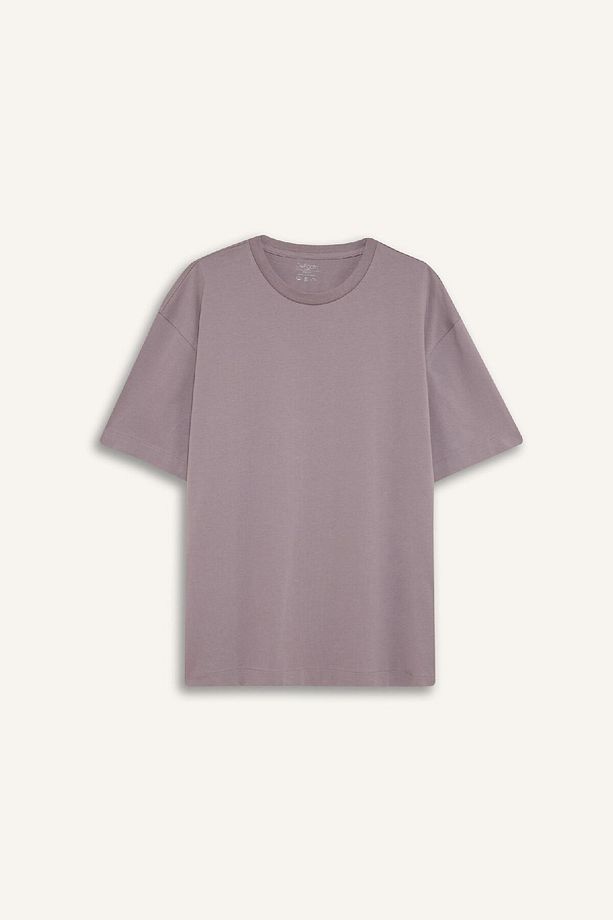%100 Pamuk Boxy Fit Bisiklet Yaka Basic Düz Kısa Kollu Tişört D6070ax25sp - 7