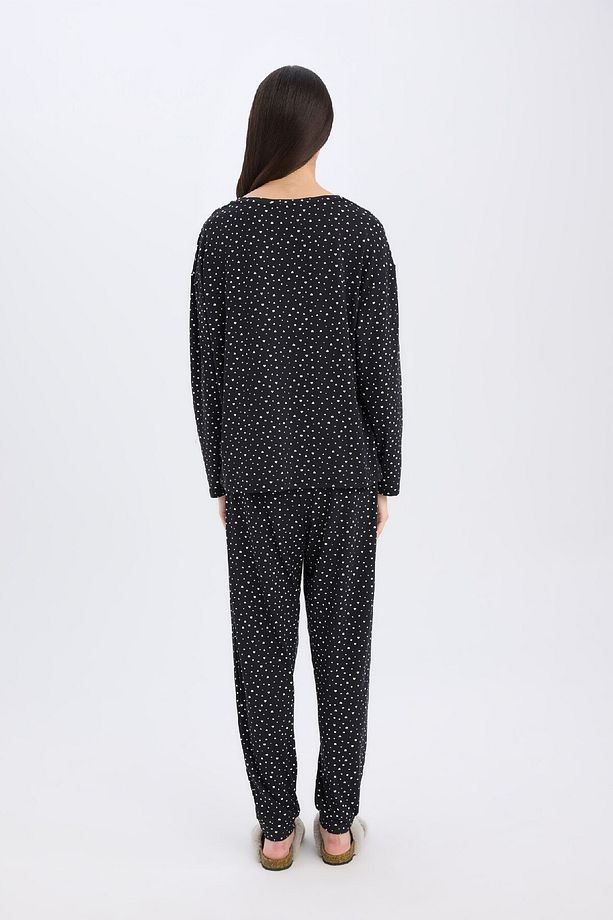 Pijama Takımı Softshell Uzun Kollu Üst Beli Lastikli Uzun Alt-fall In Love D9183ax24wn - 7