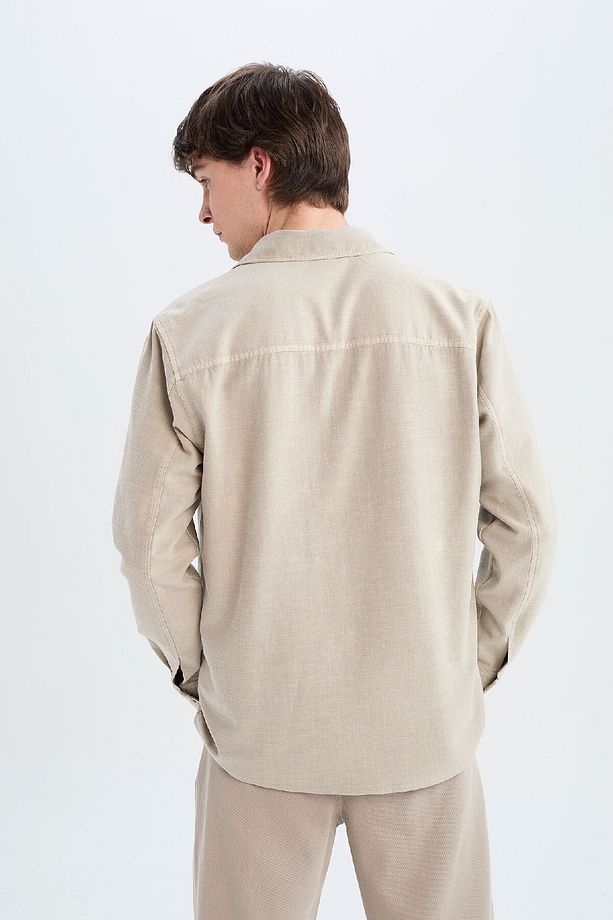 %100 Pamuk Regular Fit Polo Yaka Basic Düz Uzun Kollu Gömlek B2654ax25sp - 8